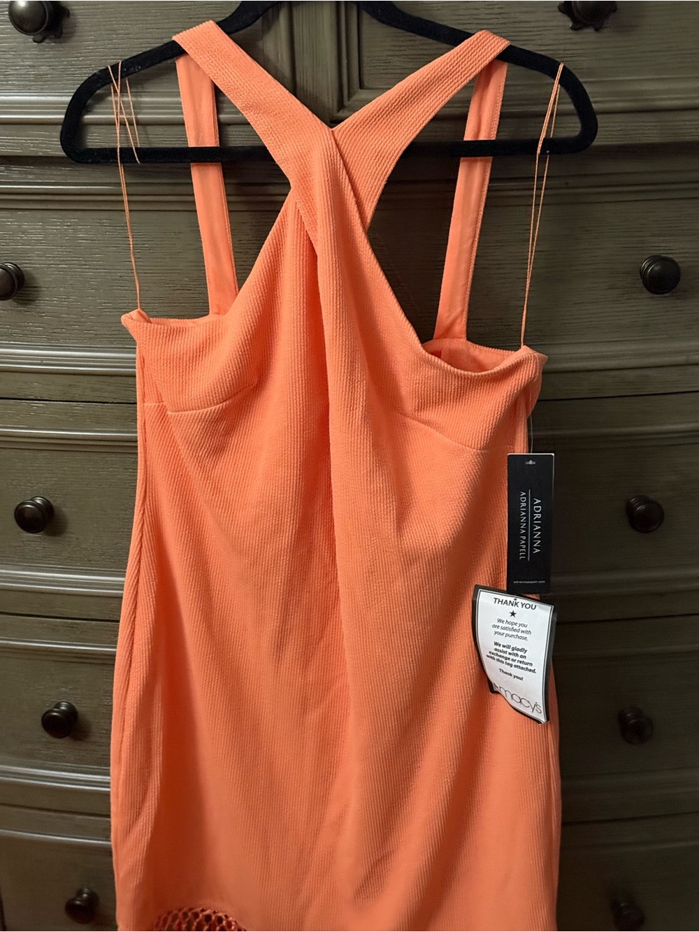 Adrianna Papell Coral Orange Cross-Back Tank Top
